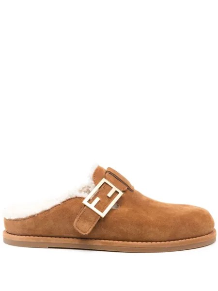 Замшевые тапочки Fendi Feel FENDI, коричневый