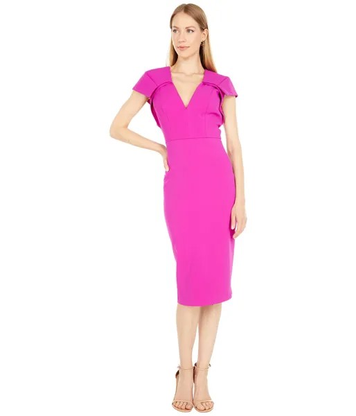 Платье Badgley Mischka, V-Neck Cap Sleeve Shift Dress