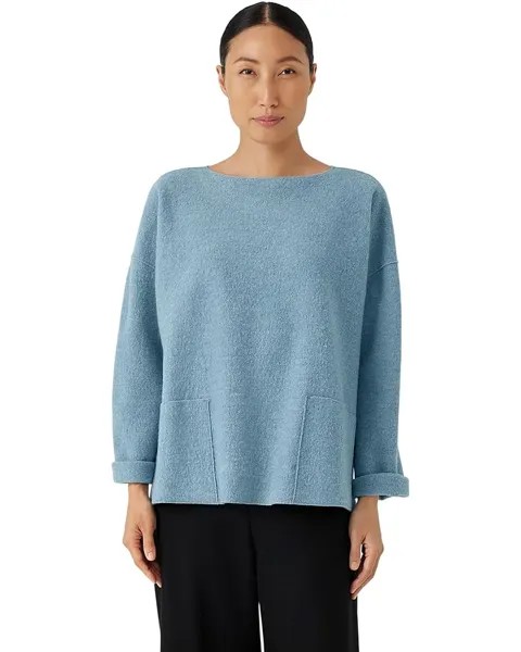 Свитер Eileen Fisher Plus Size Bateau Neck Box Top, синий