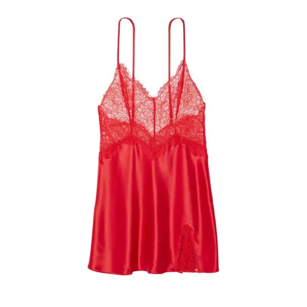 Топ Victorias Secret Lace Top Satin Slip, красный