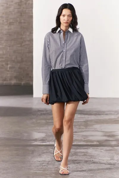 Мини-юбка с воздухом ZARA, темно-синий