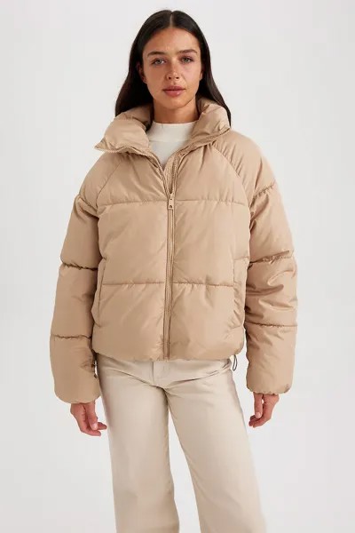Зимняя куртка объемного дизайна с рукавами реглан Defacto, бежевый