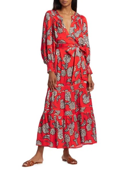 Платье макси с цветочным принтом Lyla Alice + Olivia, цвет Red Multicolor
