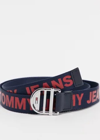 Темно-синий ремень с логотипом Tommy Jeans