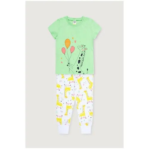 Пижама crockid, пояс на резинке, манжеты, размер 98, мультиколор