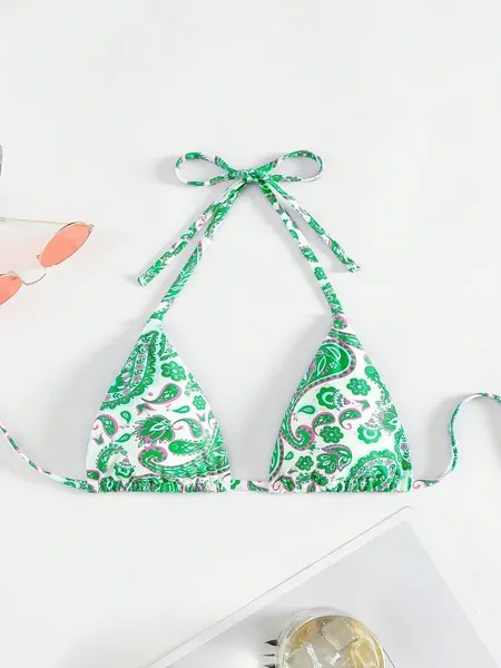 SHEIN Swim Mod женский праздничный стиль бикини с бретелькой на шее и принтом пейсли и случайным принтом, многоцветный