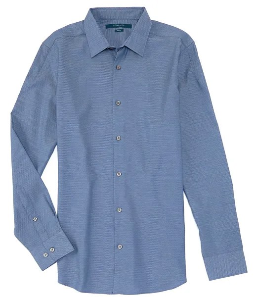 Однотонная водоотталкивающая тканая рубашка с длинными рукавами Perry Ellis, однотонная, устойчивая к морщинам, с длинными рукавами, синий