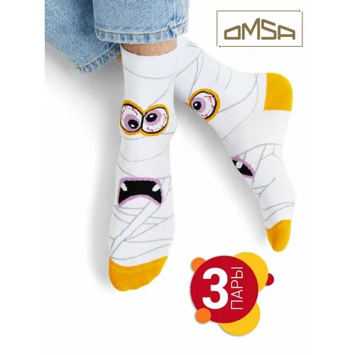 Носки Omsa, 3 пары, 3 уп., размер 45-47, желтый
