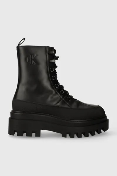 Кожаные ботинки FLATFORM LACE UP BOOT LTH Calvin Klein Jeans, черный