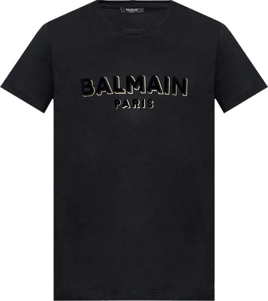 Футболка Balmain Flock And Foil T-Shirt 'Black/Silver', черный