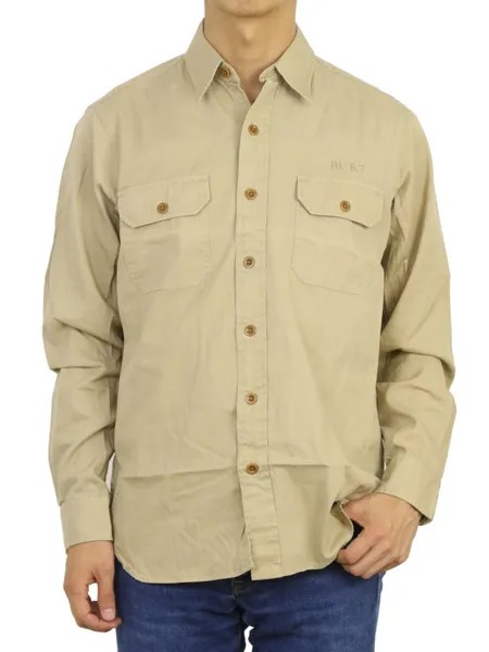 Рабочая рубашка в стиле милитари с длинными рукавами и трафаретом Polo Ralph Lauren — Светло-коричневый