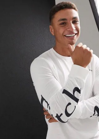 Белый лонгслив с логотипом Abercrombie & Fitch