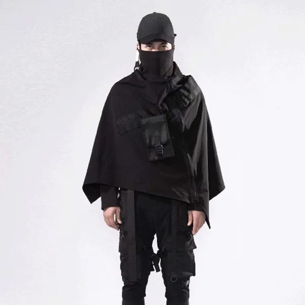 Тактическое пончо Techwear в стиле хип-хоп похоронная куртка уличная одежда на молнии ветрозащитная шаль 2021 Свободный кардиган ветровка плащ