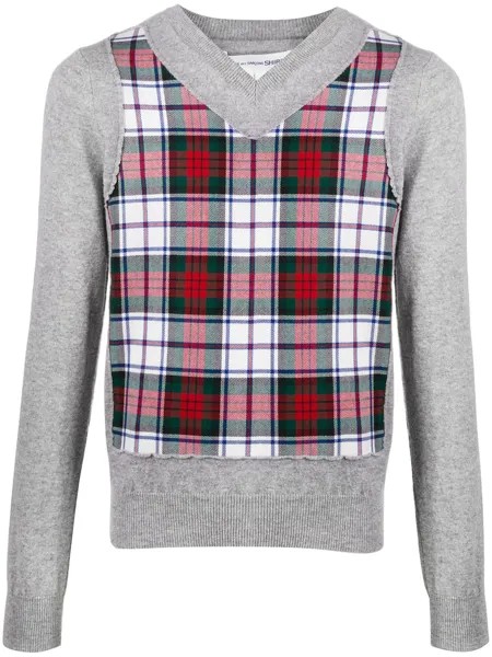 Comme Des Garçons Shirt джемпер со вставкой в клетку тартан