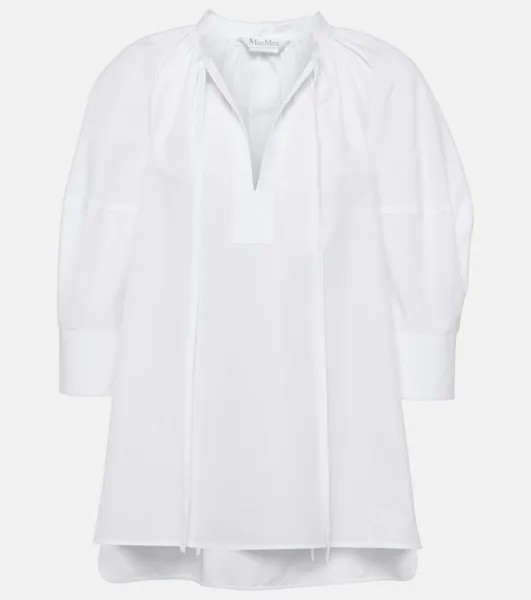 Хлопковая блузка-капри с объемными рукавами Max Mara, белый