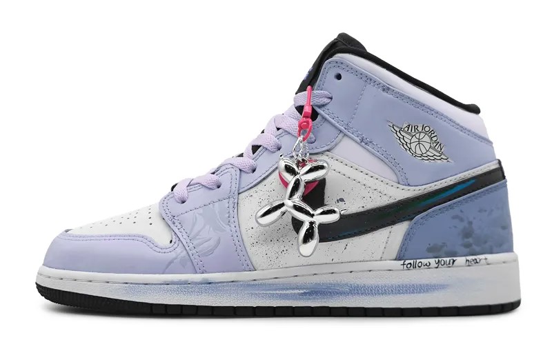 Кроссовки Air Jordan 1 Vintage Basketball Shoes Women's Mid-top White/black, розовый