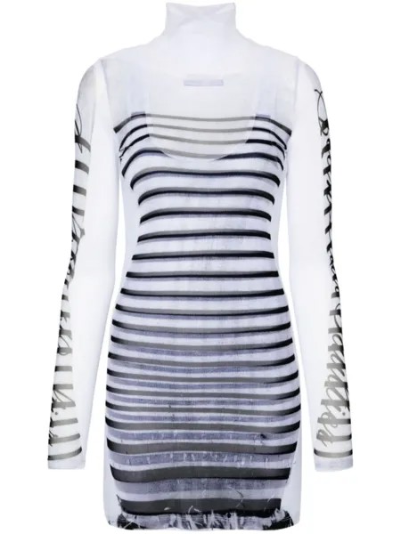 Jean Paul Gaultier сетчатое платье мини Marinère, белый