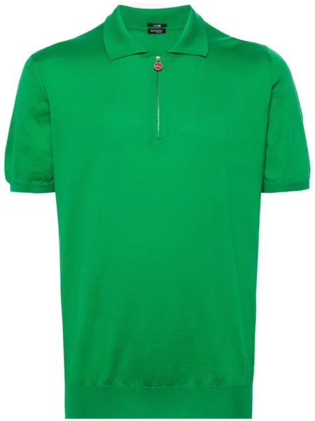 Kiton рубашка поло на молнии, зеленый