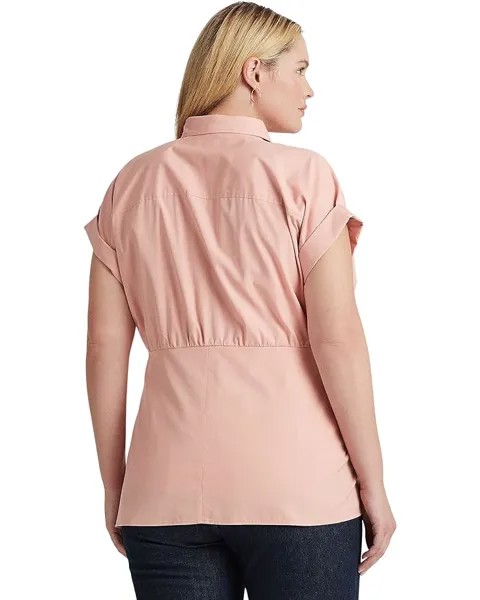 Рубашка LAUREN Ralph Lauren Plus Size Tie-Front Cotton Broadcloth Shirt, цвет Rose Tan