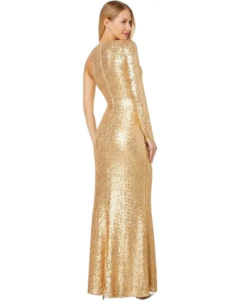 Платье BCBGMAXAZRIA Long Sequin Evening Dress, золотой