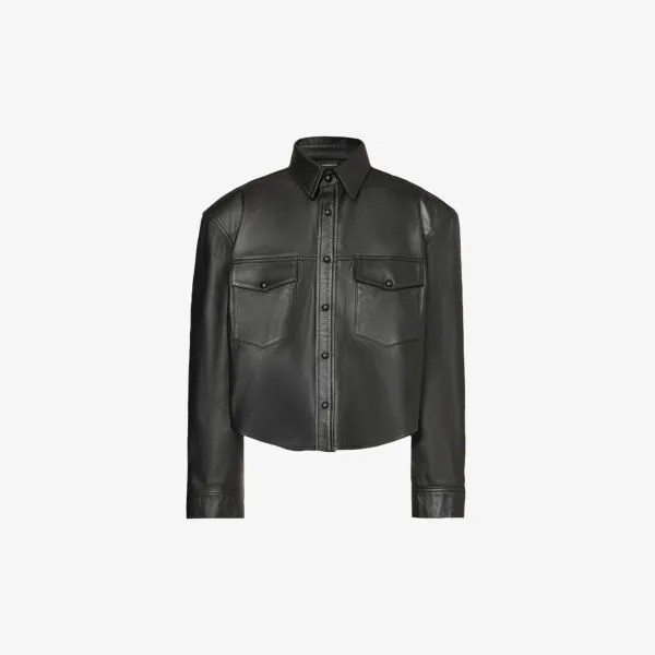Укороченная кожаная рубашка Wardrobe.Nyc, черный
