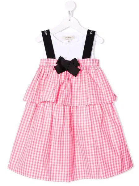 TWINSET Kids checked tiered midi dress