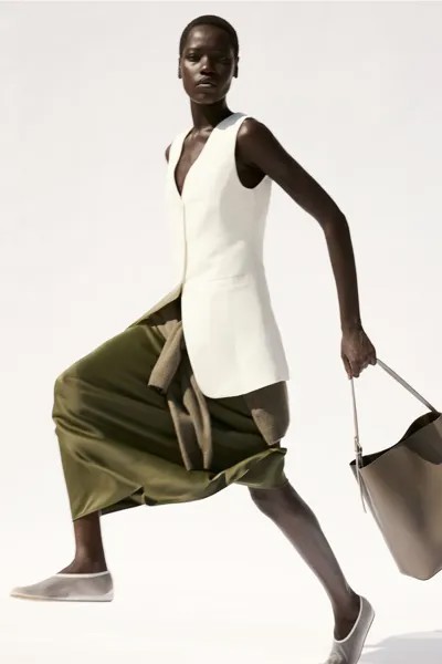 Длинная юбка H&M, зеленый