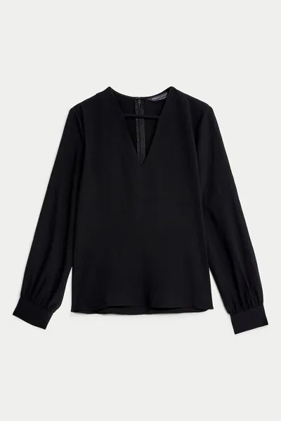 Блузка с заостренным воротником Marks & Spencer, черный