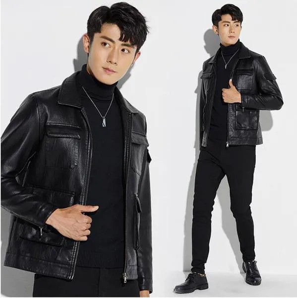 Модная красивая Мужская косуха, весенне-осенняя кожаная одежда, мужская куртка для отдыха, японская версия, мотоциклетное пальто