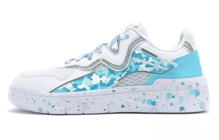 Кроссовки LINING Wave Skateboarding Shoes Unisex Low-top White/Royal Blue/Fern Green, голубой