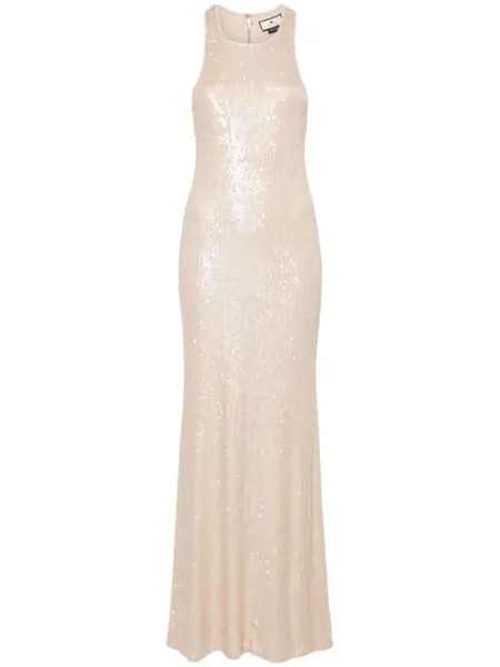 Платье с пайетками Elisabetta Franchi, бежевый