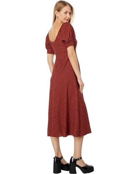 Платье Madewell Elisse - Short Sleeve Ruched Bodice Midi - Challis, цвет Burnished Mahogany