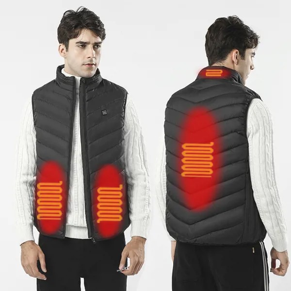Брендовая зимняя мужская одежда, новинка, однотонная 4-зонная теплая жилетка с USB-подогревом, мужская куртка с подогревом, модная мужская модель