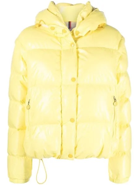 Moncler пуховик с капюшоном, желтый