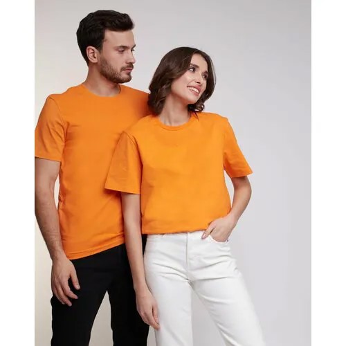 Футболка Uzcotton футболка мужская UZCOTTON однотонная базовая хлопковая, размер 42-44\XS, оранжевый