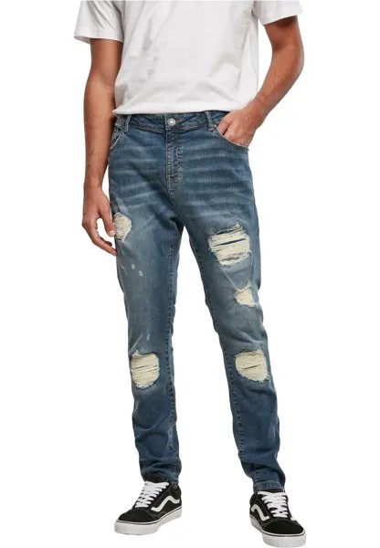 Джинсы узкого кроя HEAVY DESTROYED SLIM FIT JEANS Urban Classics, синие, сильно потертые