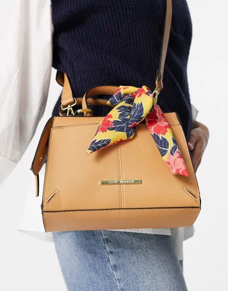 Светло-бежевая сумка через плечо с шарфиком Steve Madden Reese-Коричневый цвет