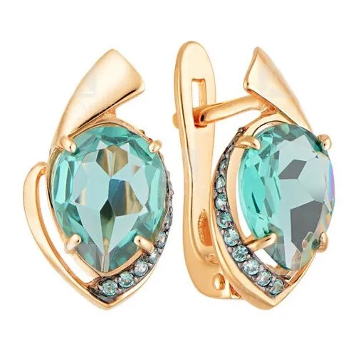 Серьги АЛЕКСАНДРА, красное золото, 585 проба, фианит, танзанит