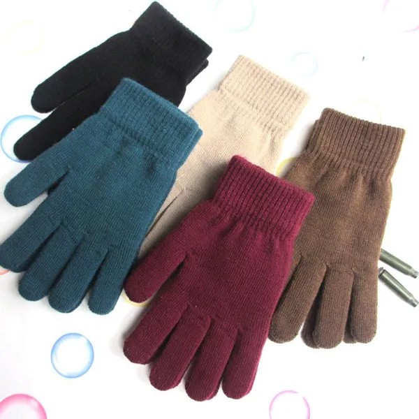 1 пара варежек Зима Теплые перчатки для пальцев Утолщенные унисекс Наружные аксессуары Вязаные перчатки