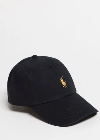 Черная бейсболка с золотистым логотипом Polo Ralph Lauren-Черный