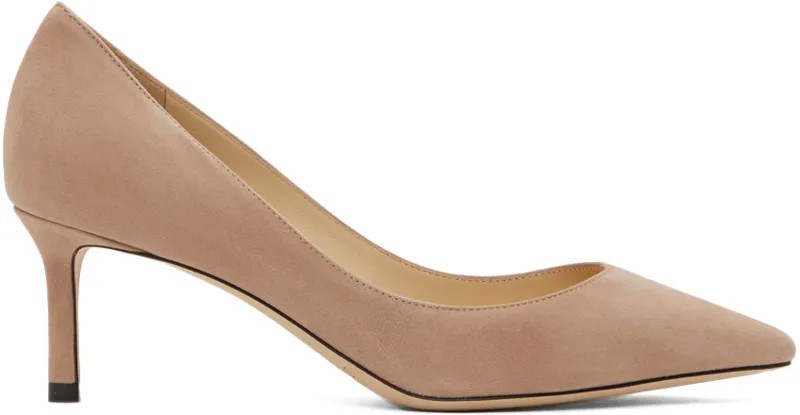 Розовые замшевые туфли на каблуке Romy 60 Jimmy Choo