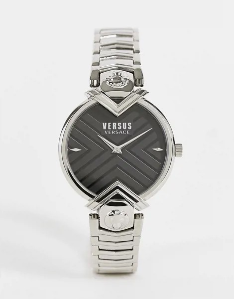 Серебристые часы-браслет с черным циферблатом Versus Versace-Серебристый