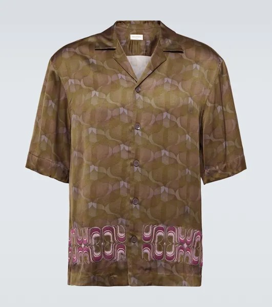 Рубашка с вышитым принтом Dries Van Noten, хаки