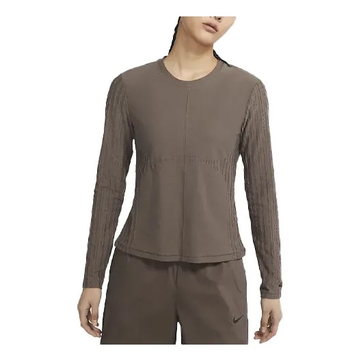 Футболка ss22 спортивная одежда dri fit adv tech pack быстросохнущая трикотажная круглая горловина длинные рукава коричневая футболка Nike, коричневый