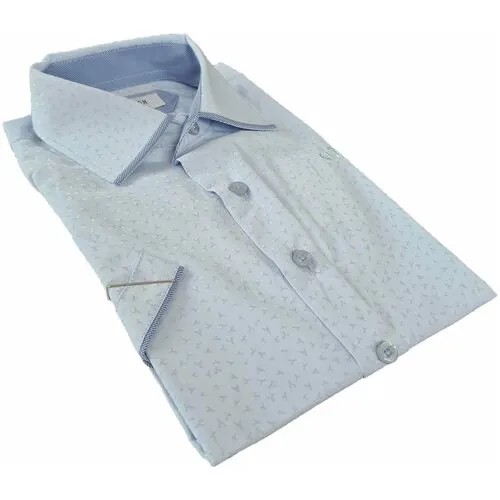 Школьная рубашка , на пуговицах, короткий рукав, размер 116-122, голубой