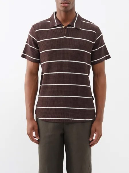 Рубашка-поло из джерси в полоску hawthorn Oliver Spencer, коричневый
