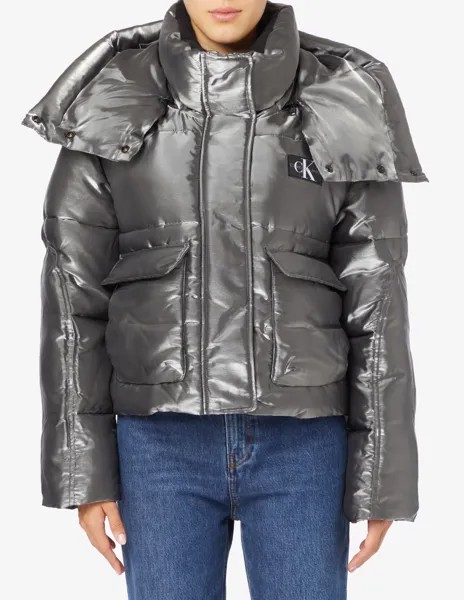 Пуховик из жидкого металла Calvin Klein Jeans, серебряный