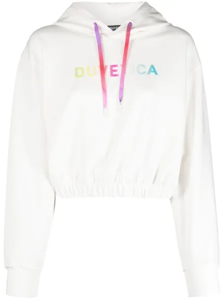 Duvetica укороченное худи с логотипом, нейтральный цвет