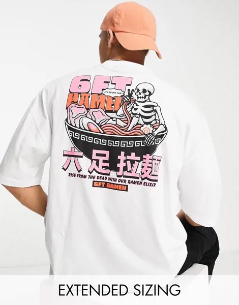 Белая oversized-футболка с принтом рамена на спине ASOS DESIGN-Белый