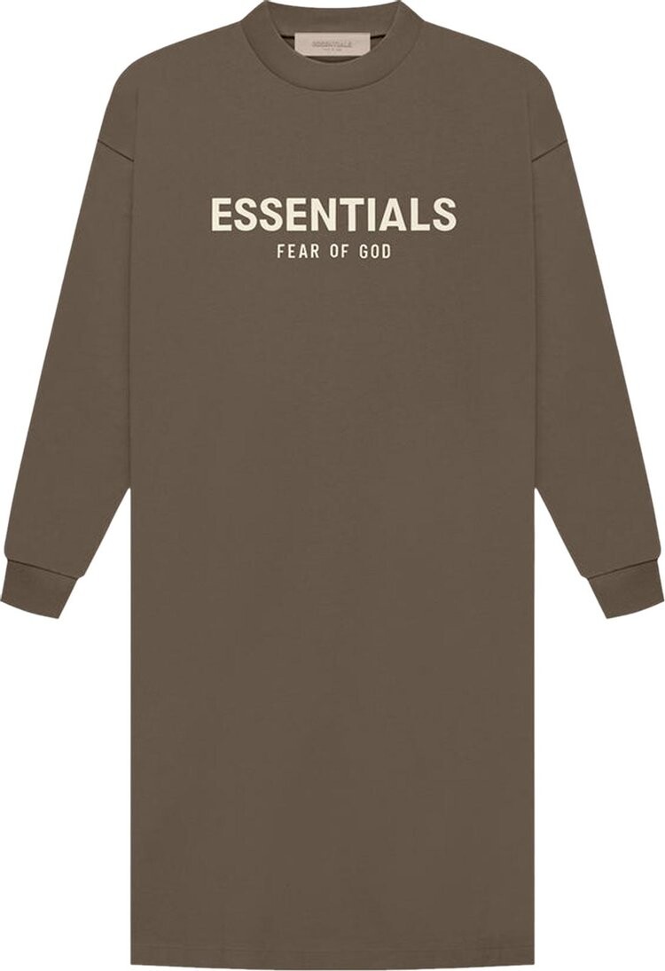 Платье Fear of God Essentials Long-Sleeve Tee Dress 'Wood', коричневый